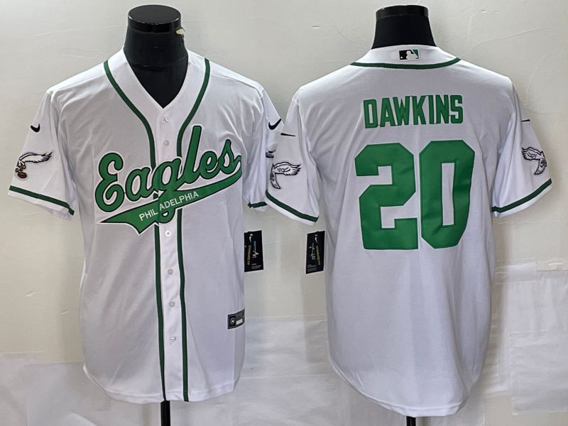 Men Philadelphia Eagles 20 Dawkins White Co Branding Game NFL Jersey style 5